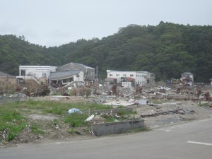 This entire area used to hold homes and businesses and is not laid flat from the tsunami.